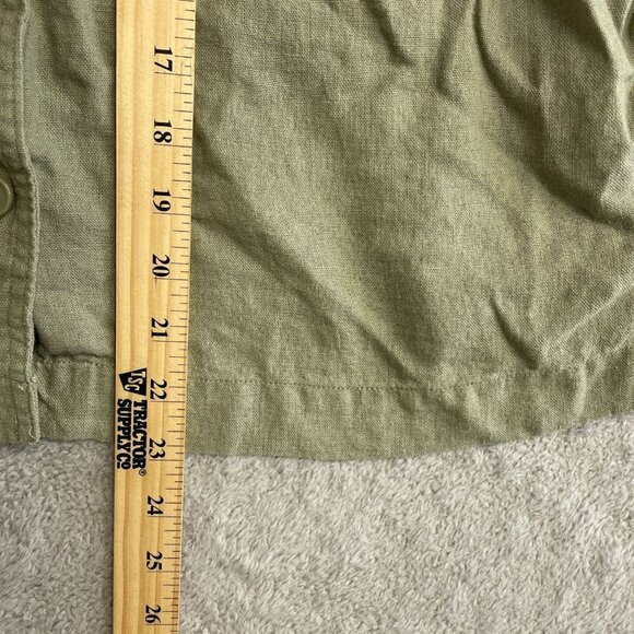 NWOT Buffalo David Bitton Women's L Short Sleeve  Linen Blend Button up Crop - Picture 5 of 9